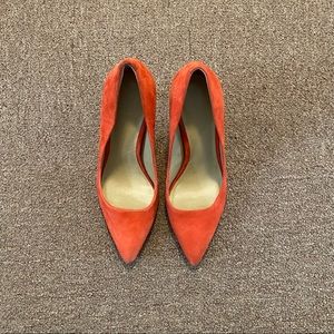 Ann Taylor | Pointed Heel Suede Pump - Orange